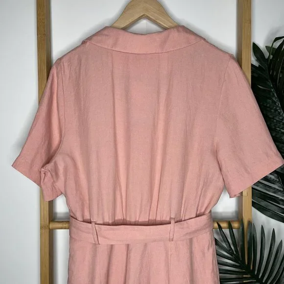SOLD Kookai Dusty Pink Solace Jumpsuit Size 40 Tencel Linen Blend Collared - Picture 8 of 16